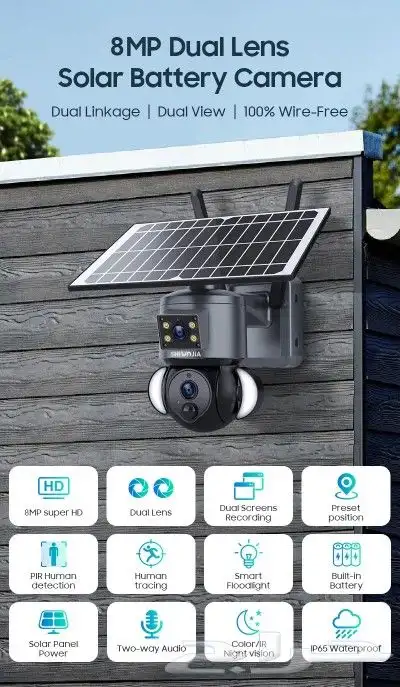 كاميرا الطاقة الشمسية بعدستين متحركة وثابتة 6