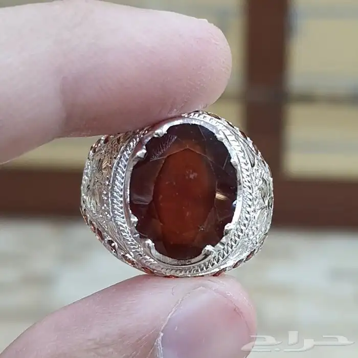 خاتم حجر الهيسونايت الطبيعي 0