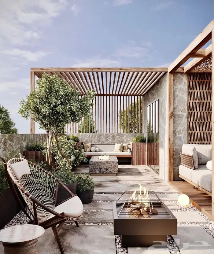 بناء كوخ وديكور الاستراحات والجلسات الخارجية والداخلية 4