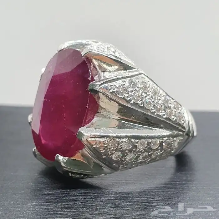 خاتم  ياقوت افريقيا موزمبيق درجة اولي مرصع موسنايتي الماس 1