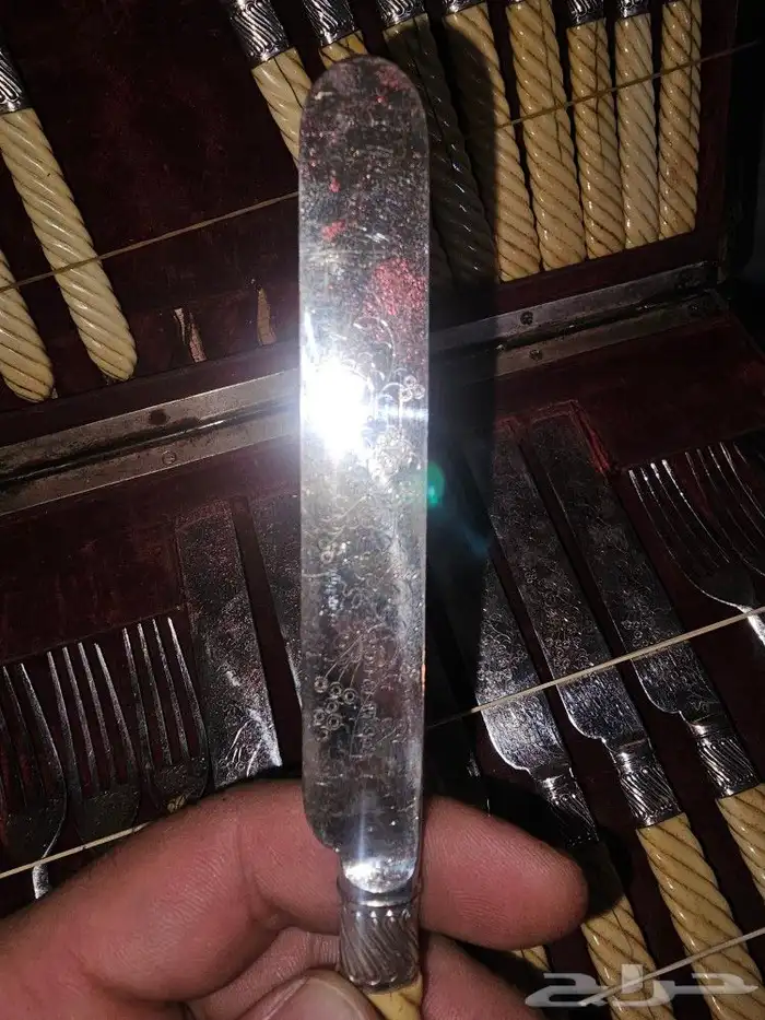 طقم شوك وسكاكين تاريخي عاج وفضة 2