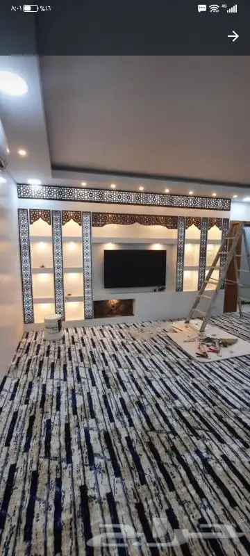 ديكورات شاشه بديل خشب بديل رخام عشب صناعي مرايا وجميع الاصب 5