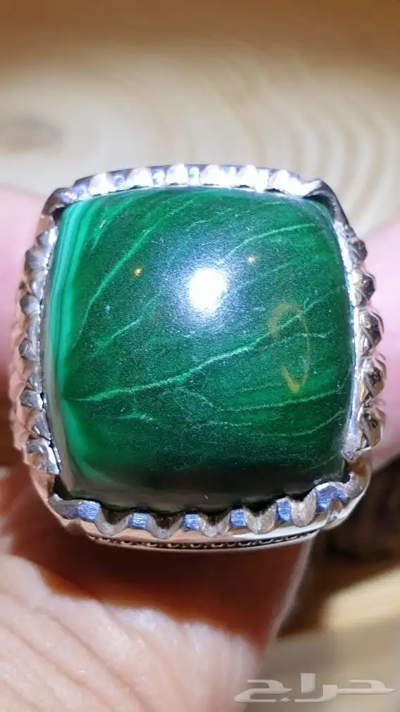 خاتم ملاكيت فخم وراهي بصياغة سترة 7