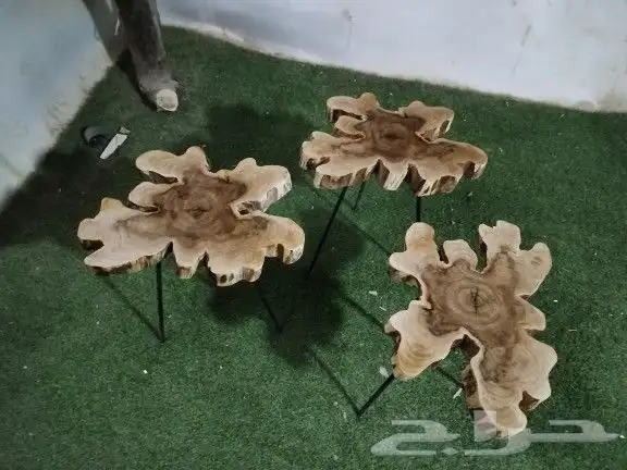 طقم طاولات جذوع شجرمورده حجم جانبيات للبيع جديده 2