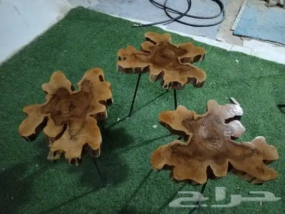 طقم طاولات جذوع شجرمورده حجم جانبيات للبيع جديده 7