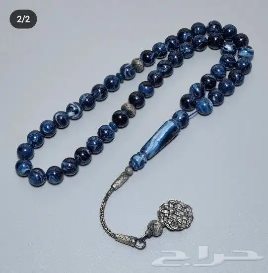 سبحه تراب كهرمان مع فضه طربزوني 1