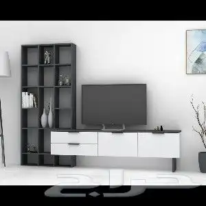طاولة تلفزيون معلقه مع رفوفها 1