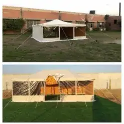 خيمة ابيض واجهة شفاف مع ستار 0