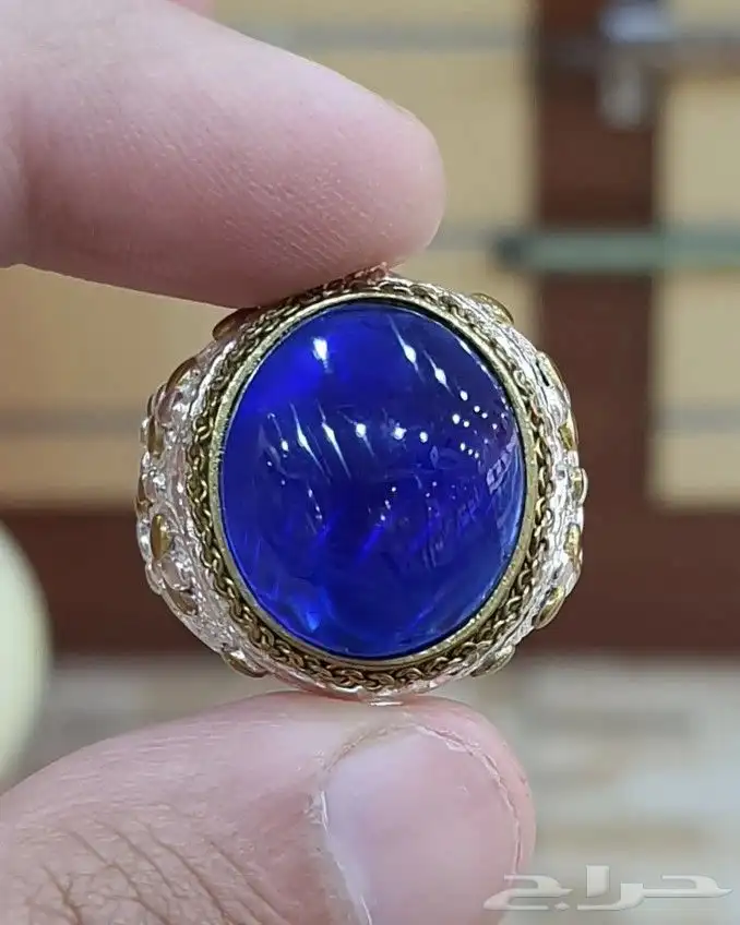 خاتم اوبسديان يماني طبيعي ازرق 0