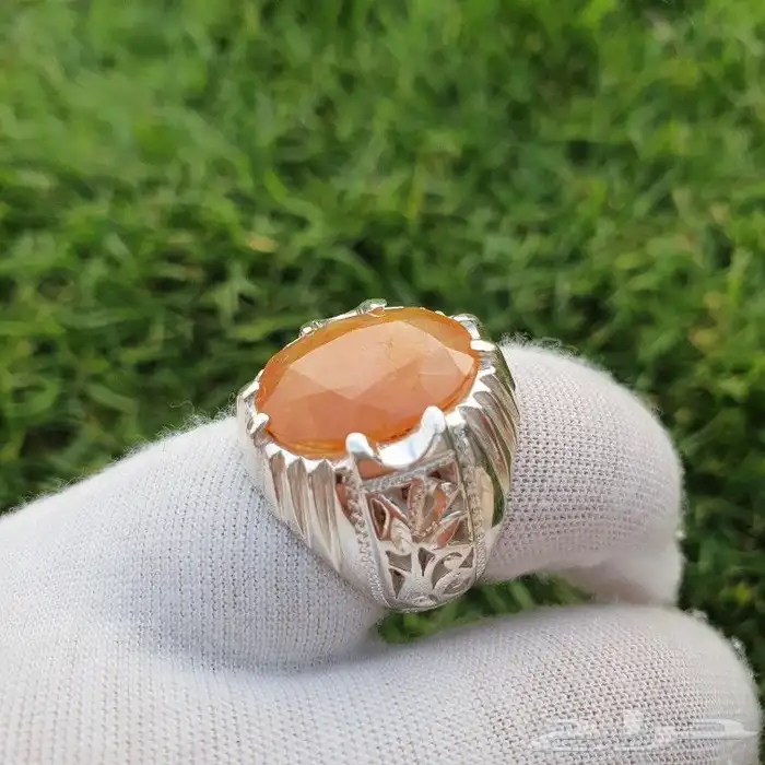 خاتم ياقوت اصفر فضة ثقيلة 250ريال 4