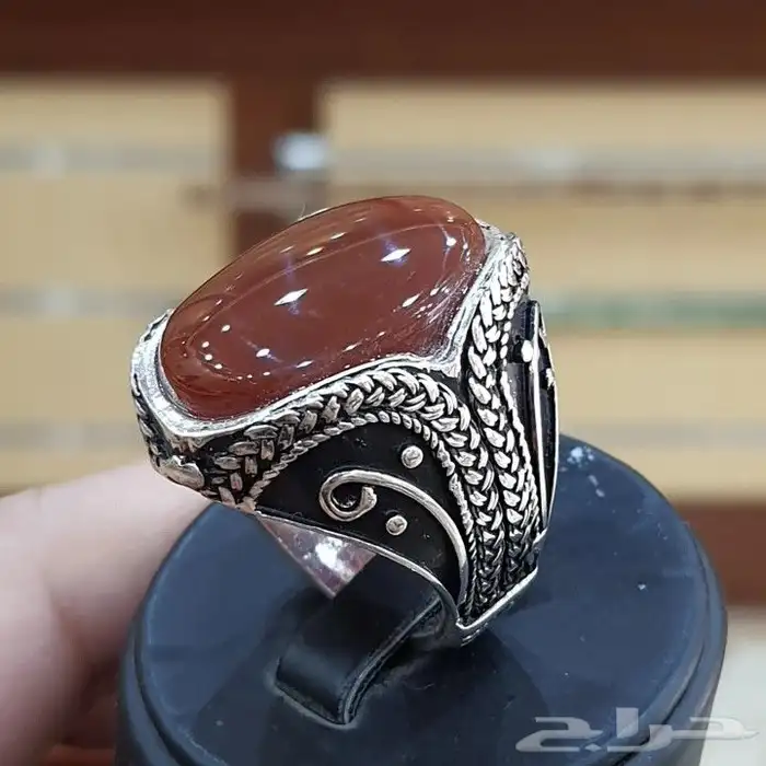 خاتم عقيق يماني كبدي دموي صافي 2