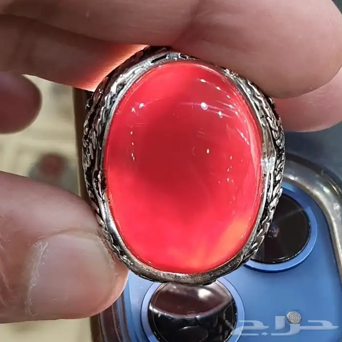 خاتم عقيق يماني كبدي دموي صافي 5
