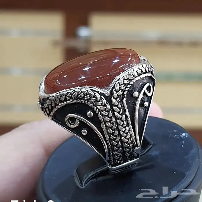 خاتم عقيق يماني كبدي دموي صافي 4