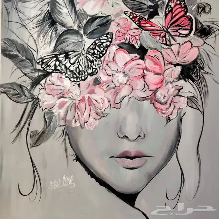 لوحات فنيه رسم يدوي بالريشه 1