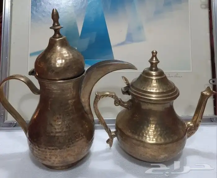 دلة و أبريق تحفة نحاس قديمة 5
