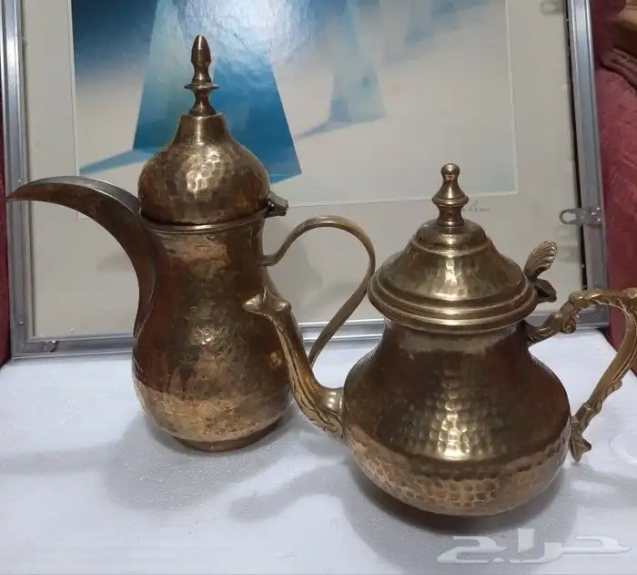 دلة و أبريق تحفة نحاس قديمة 6