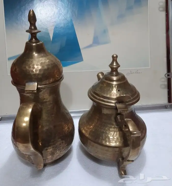 دلة و أبريق تحفة نحاس قديمة 3