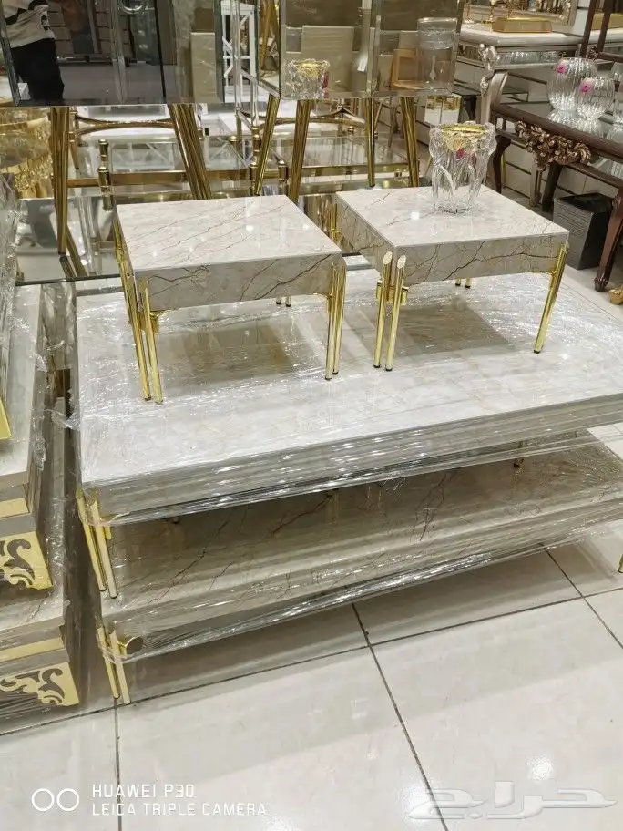 طقم طاولات قهوة 5 قطع بديل رخام ارضيه 6