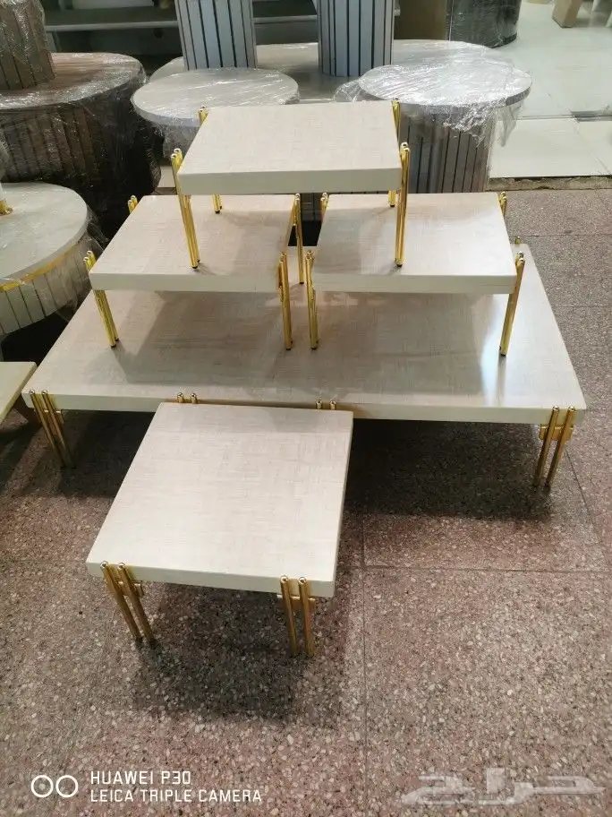 طقم طاولات قهوة 5 قطع بديل رخام ارضيه 9