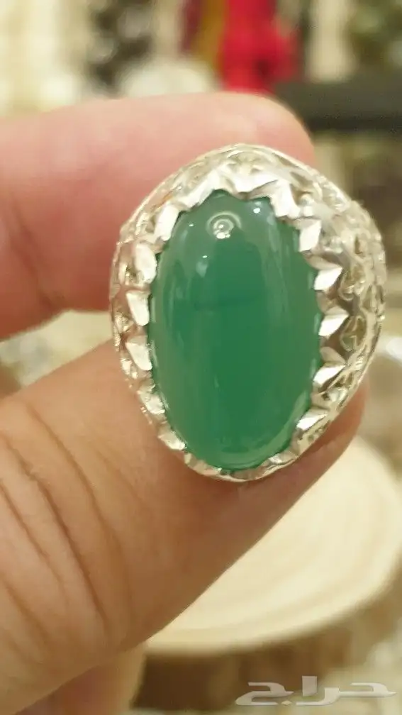 خاتم جاد هندي قبه بصياغة حجازية جميله 1
