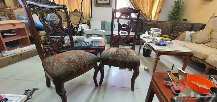 كراسي فاخرة عدد 2 لون بني 0