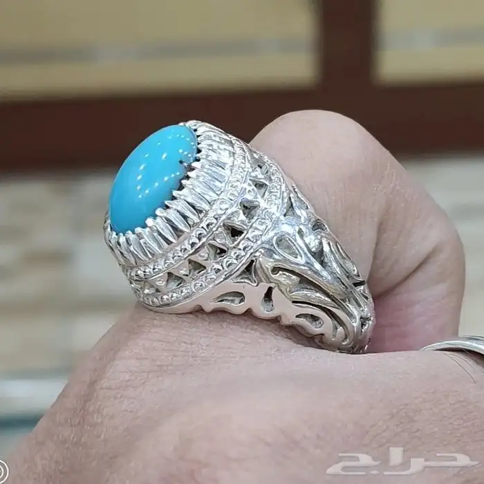 خاتم فيروز سيناوي طبيعي فاخر مميز 3
