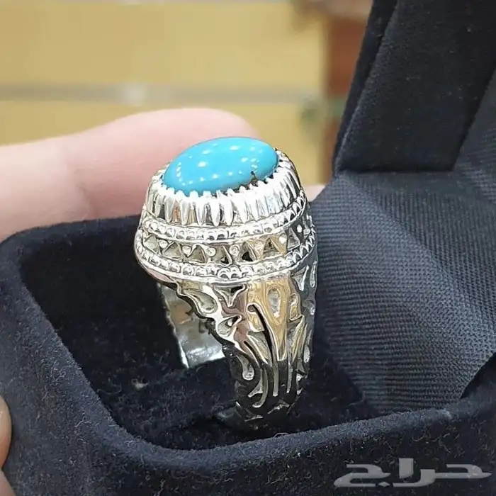 خاتم فيروز سيناوي طبيعي فاخر مميز 4