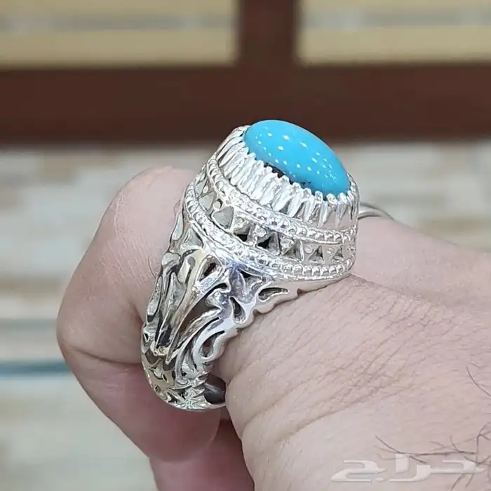 خاتم فيروز سيناوي طبيعي فاخر مميز 1
