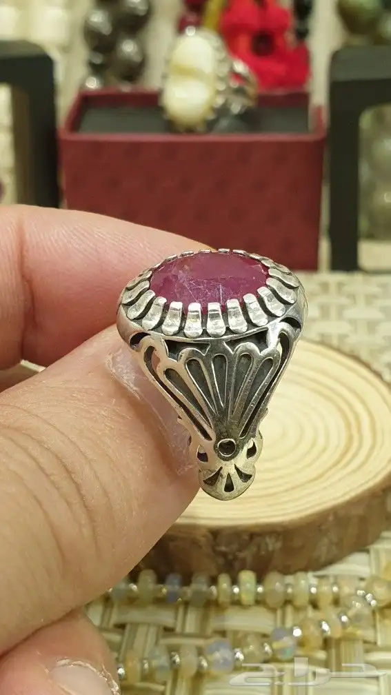 خاتم ياقوت أفريقي طبيعي صياغة حمزة 3