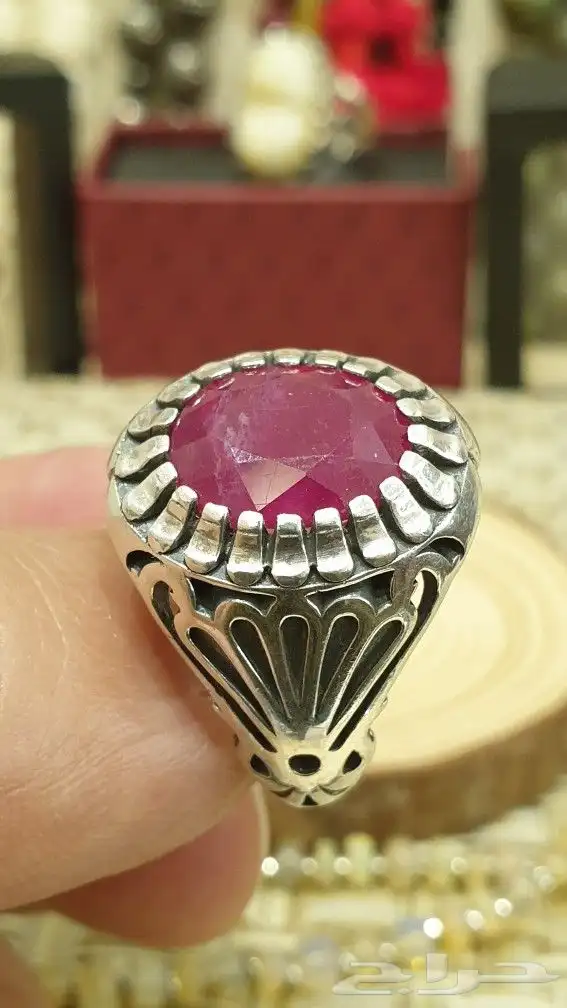 خاتم ياقوت أفريقي طبيعي صياغة حمزة 2