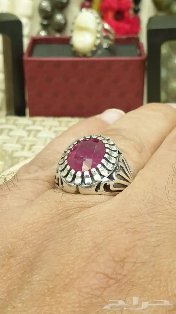 خاتم ياقوت أفريقي طبيعي صياغة حمزة 0