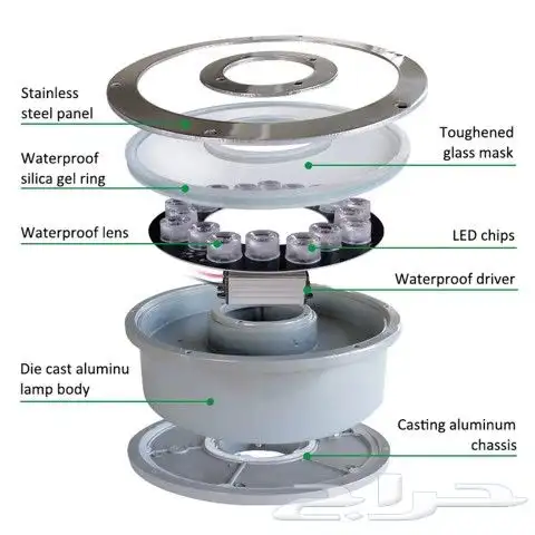 انارة نافورة ليد متوفر عدة احجام 12 فولت امنة تحت الماء 5