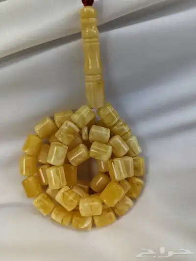 سبحة كهرب طبيعي مبرقع بياض قطع صندوقي 6