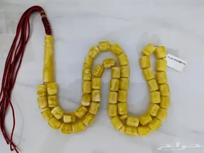 سبحة كهرب طبيعي مبرقع بياض قطع صندوقي 3