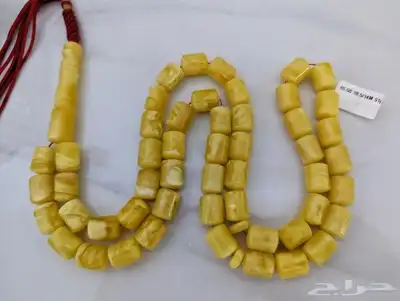 سبحة كهرب طبيعي مبرقع بياض قطع صندوقي 9