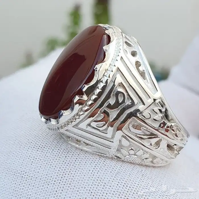 خاتم عقيق يمني كرزي فضة ثقيلة ثقيلة 250 0