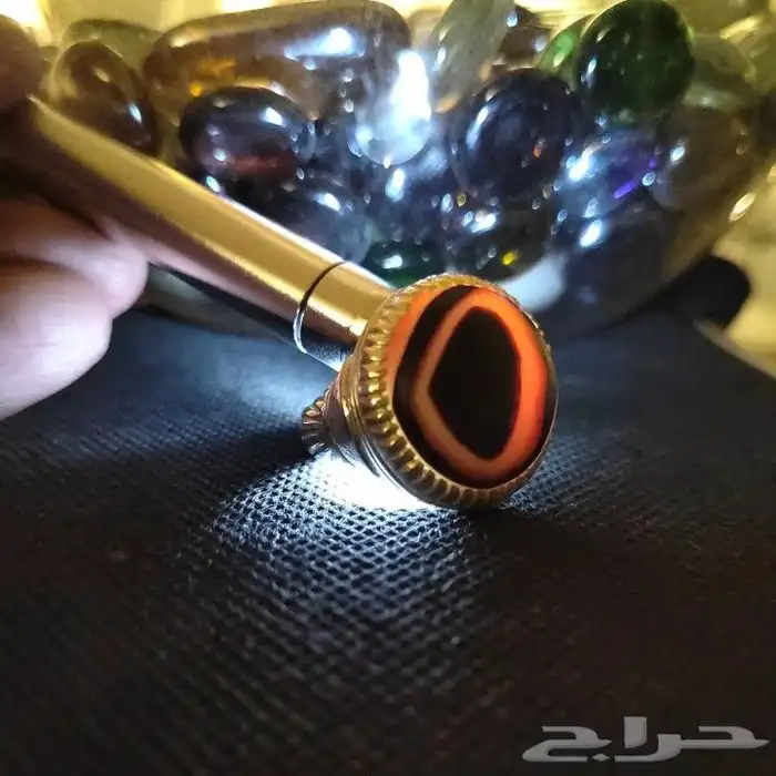 خاتم فضة عقيق بقراني نوادر 5