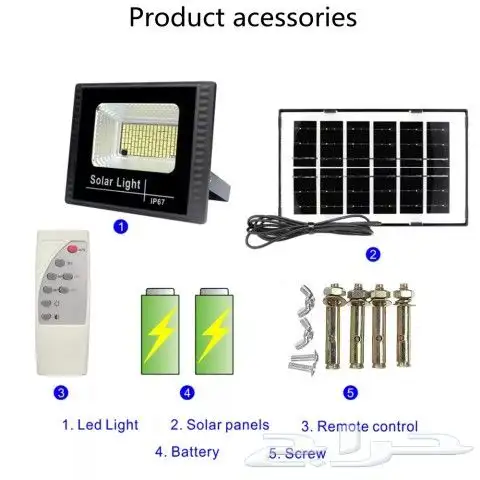 كشافات فلود لايت ليد طاقة شمسية المنيوم 5