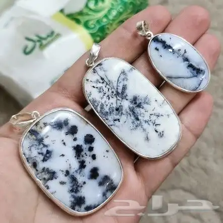 قلادات فضه بحجر عقيق شجري 0
