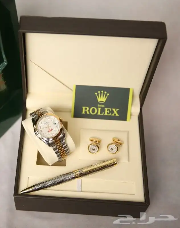 طقم ساعة وقلم وكبك رولكس 6