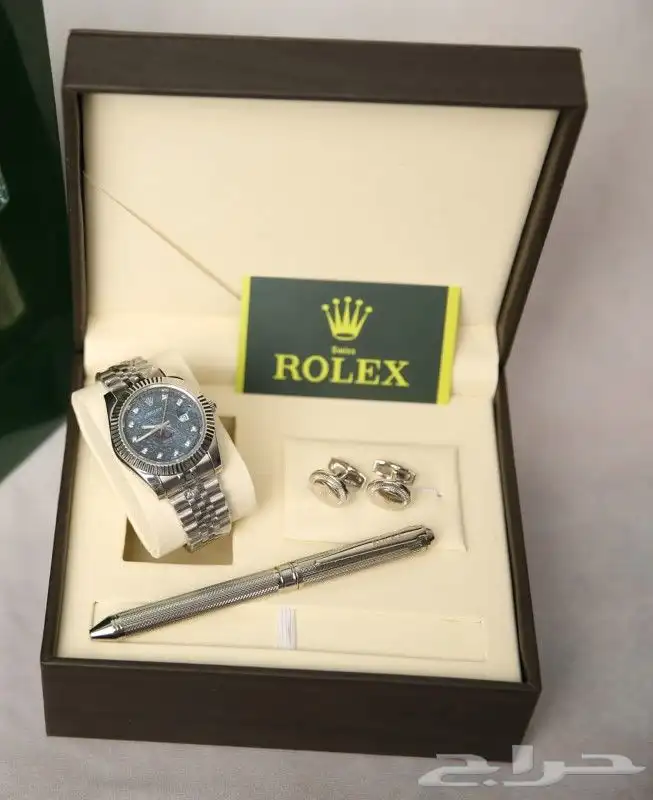طقم ساعة وقلم وكبك رولكس 8