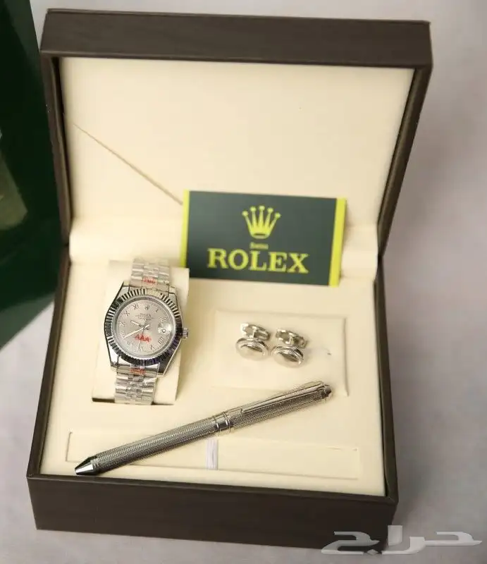 طقم ساعة وقلم وكبك رولكس 0