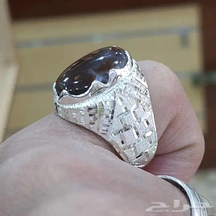 خاتم عقيق ناري مكسيكي طبيعي بشهادة 4