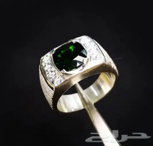 خاتم كروم ديوبسيد طبيعي فاخر 6