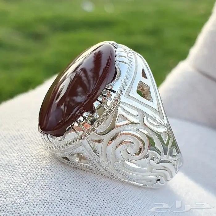 خاتم عقيق يمني كرزي فضة ثقيلة 220ريال 0