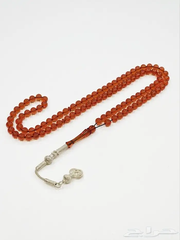 مسباح سندلس زعفراني 99 خرزة برائحة عطريه مع فضه طربزون 5