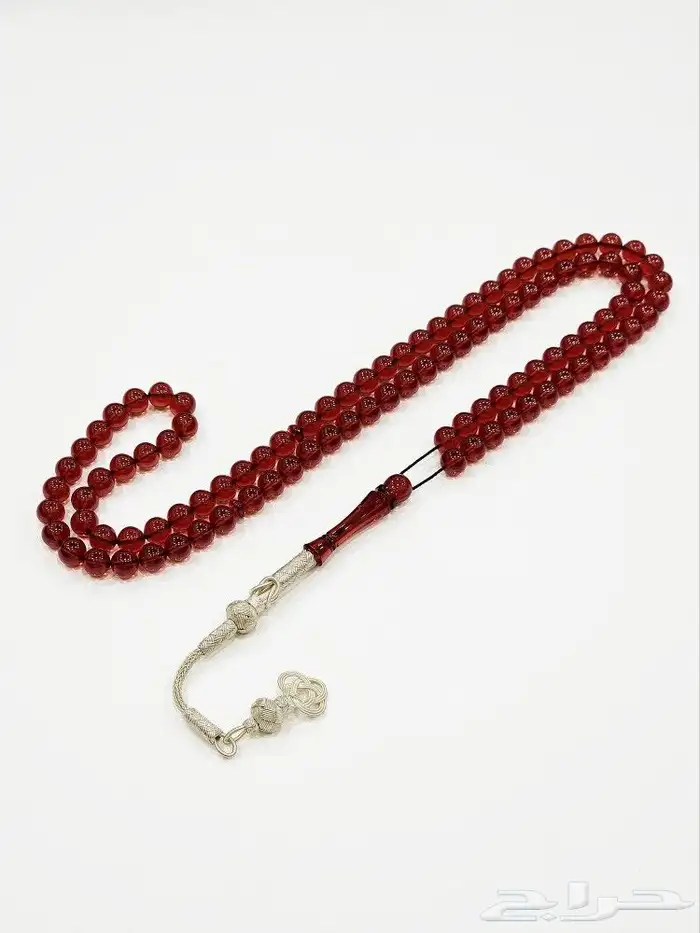 مسباح سندلس زعفراني 99 خرزة برائحة عطريه مع فضه طربزون 4