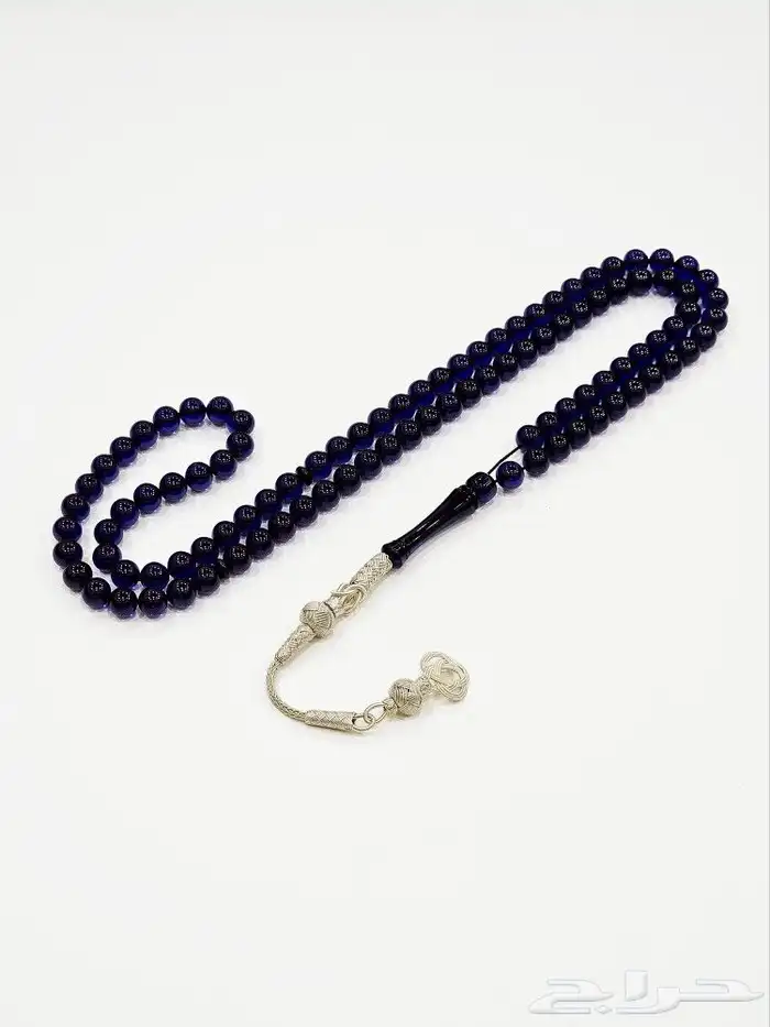 مسباح سندلس زعفراني 99 خرزة برائحة عطريه مع فضه طربزون 1