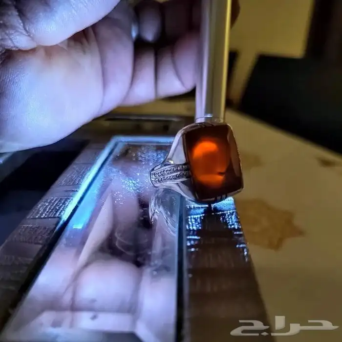 خاتم عقيق يماني كبدي مصور 7