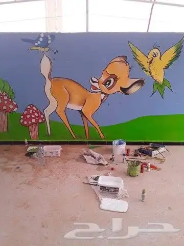 رسم مدارس رسام جرافيتي محترف ونحات علي الجدران مطاعم ومقاهي 0